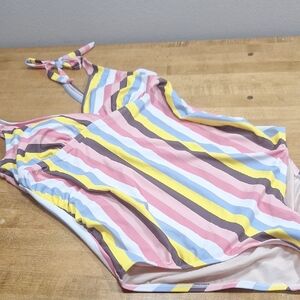 New Striped Multicolor Swimsuit Isabel Maternity By Ingrid & Isabel‎ Sz Large